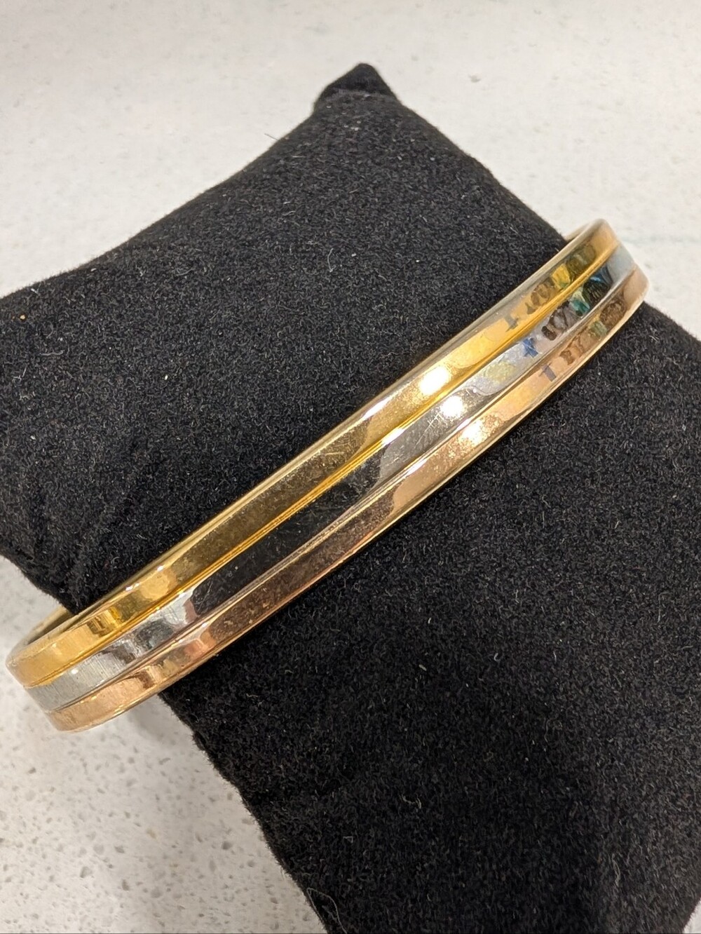 Vintage Tri-Tone 24K Electro Plated Magnetic Cuff Bracelet
